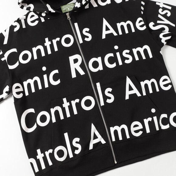 Black lettered zip-up hooded Denim Tears jacket - Picture 4 of 8